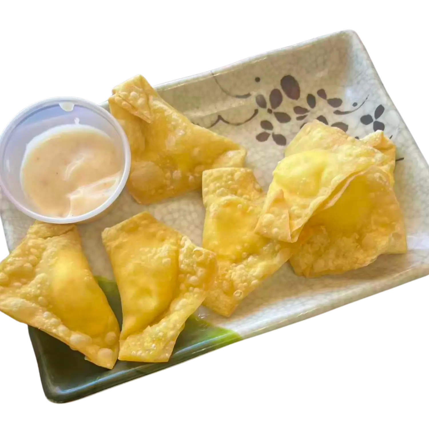Crispy crab Rangoon served with creamy dipping sauce at Hibachi X Ramenn, a Japanese Restaurant in Hicksville